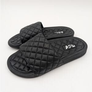APL Lusso Slide Sandals Women's Open Toe Quilted Leather Black Size US5 EU35